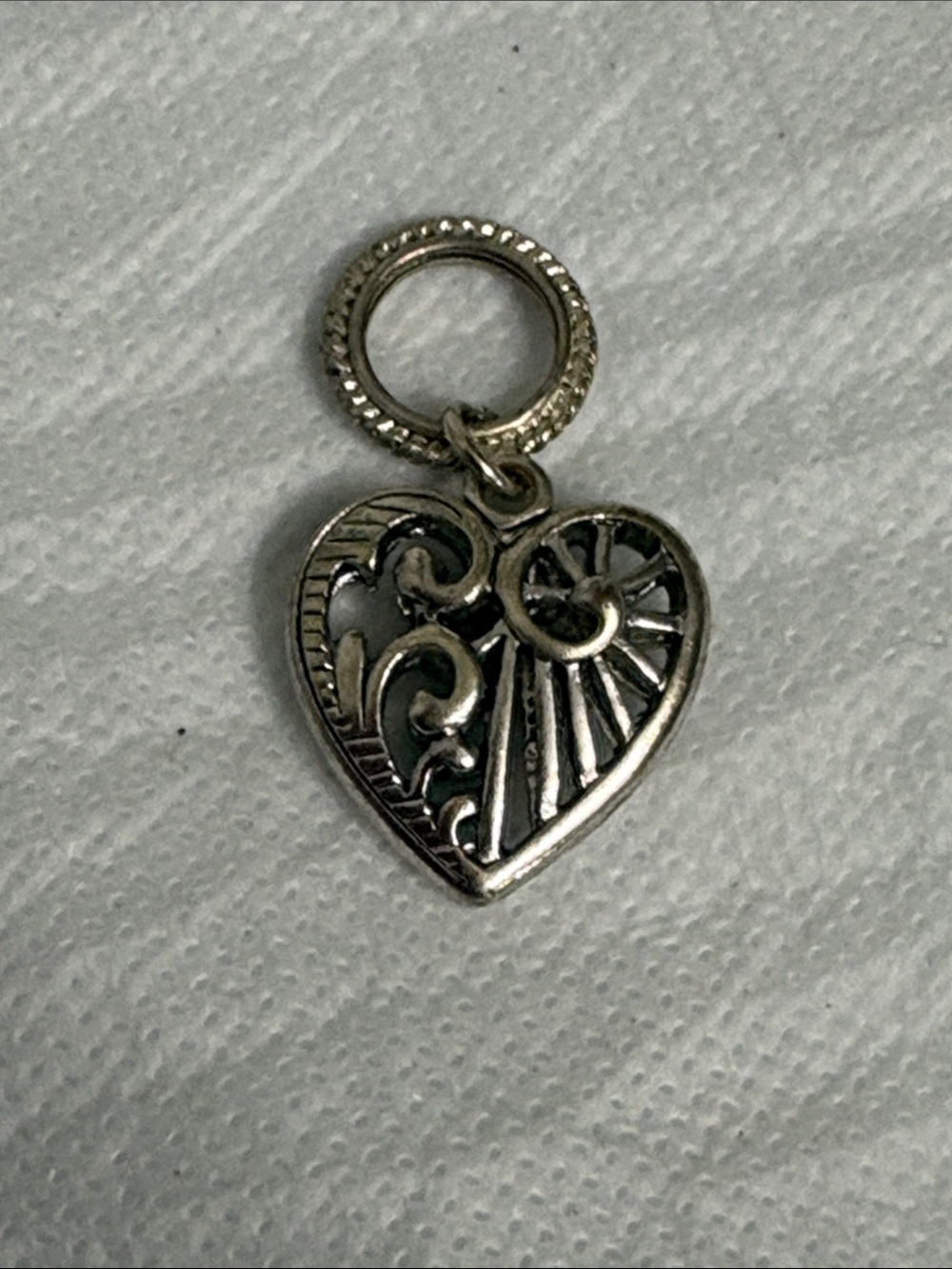 Sterling Silver Heart Filigree Charm Pendant -